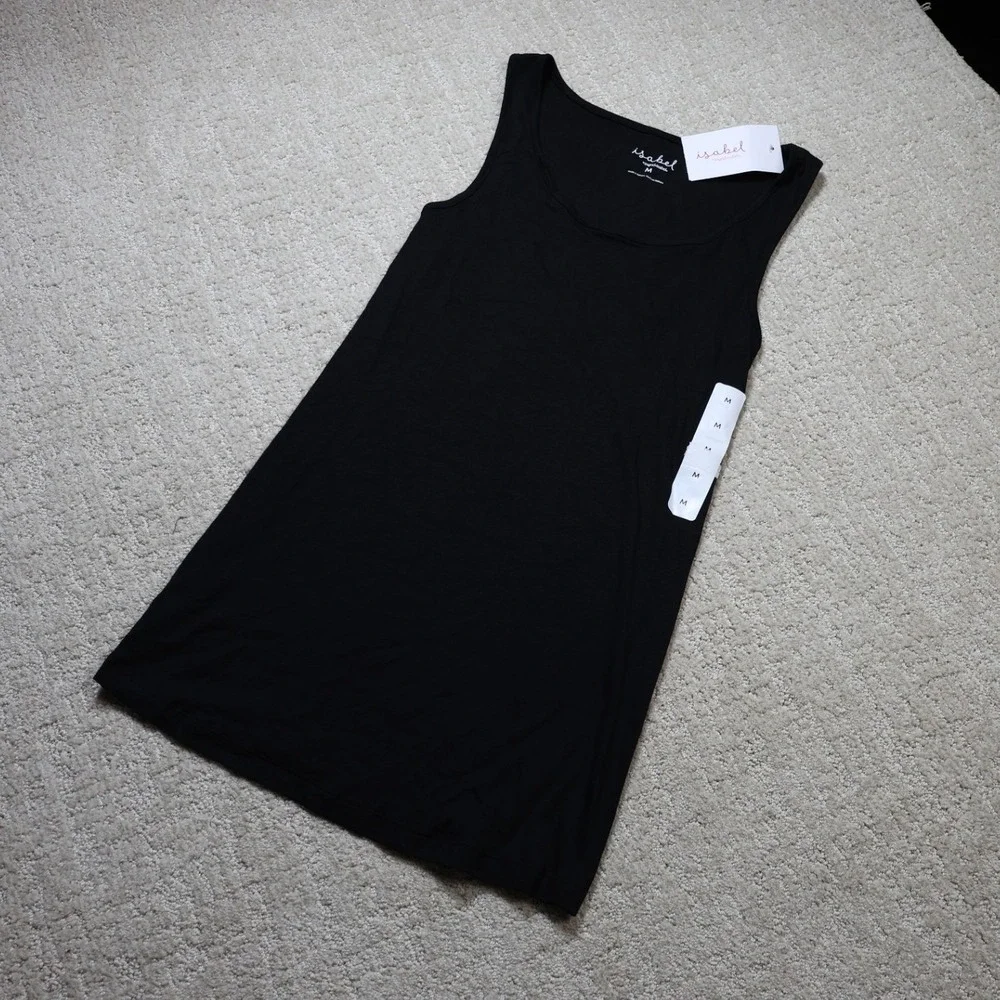 Isabel Maternity Ingrid & Isabel Black Ribbed Tank Top Size M NWT SS-021